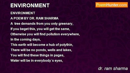 dr. ram sharma - ENVIRONMENT