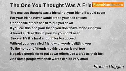 Francis Duggan - The One You Thought Was A Friend