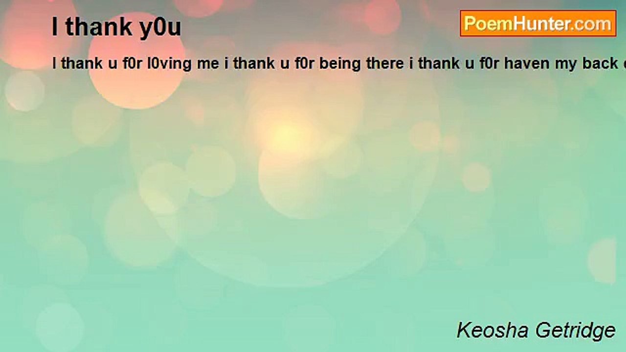 Keosha Getridge - I thank y0u