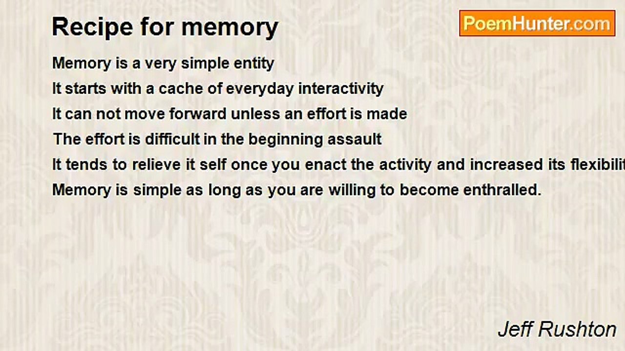 Jeff Rushton - Recipe for memory