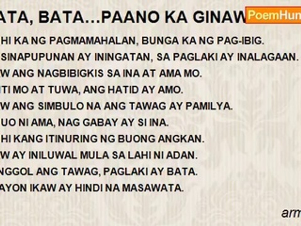 armel vidal - BATA, BATA…PAANO KA GINAWA?