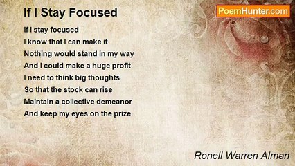 Ronell Warren Alman - If I Stay Focused