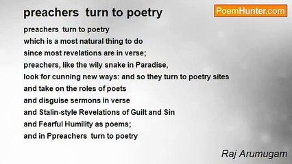 Raj Arumugam - preachers  turn to poetry