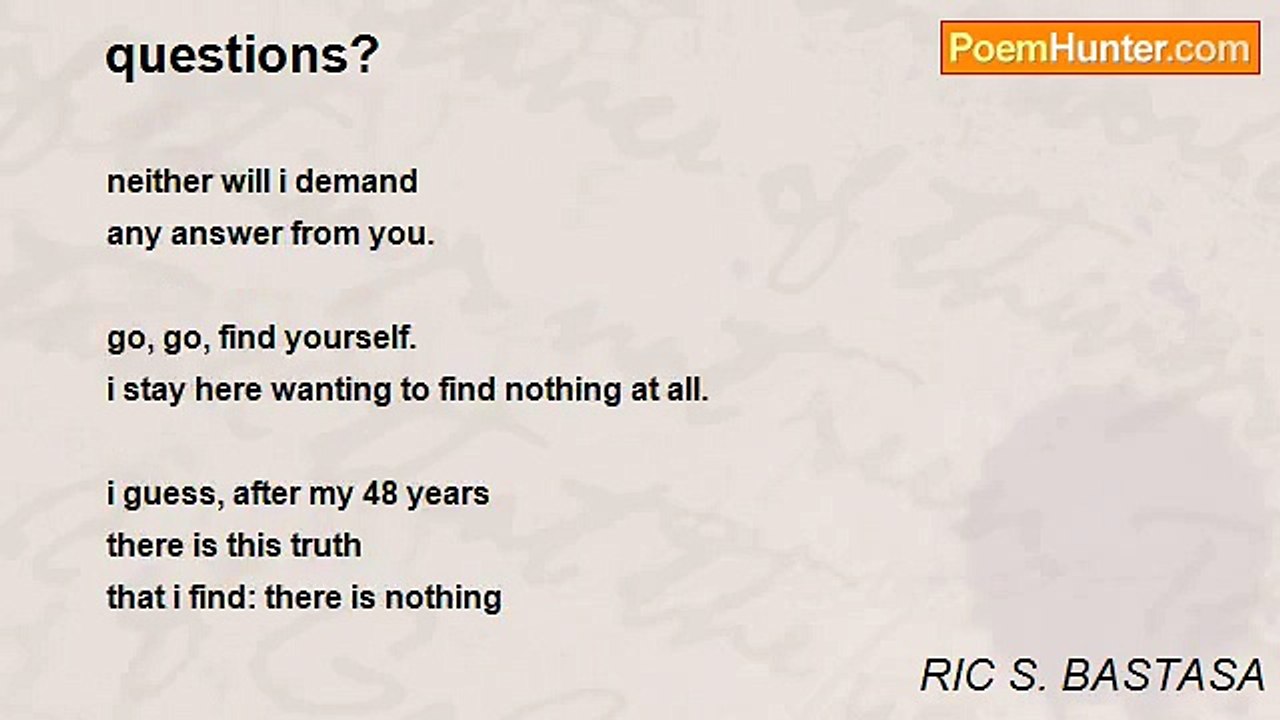 RIC S. BASTASA - questions?