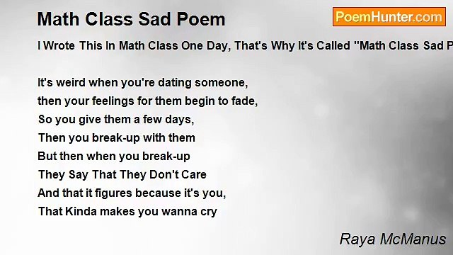 Raya McManus - Math Class Sad Poem