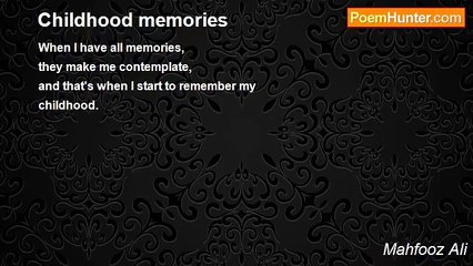 Mahfooz Ali - Childhood memories