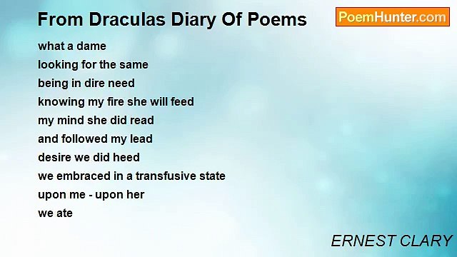 ERNEST CLARY - From Draculas Diary Of Poems