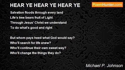 Michael P. Johnson - HEAR YE HEAR YE HEAR YE