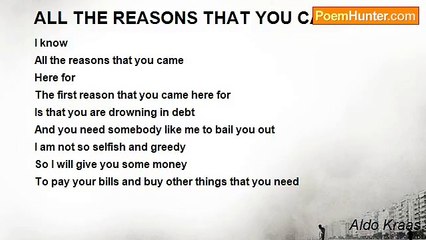 Aldo Kraas - ALL THE REASONS THAT YOU CAME