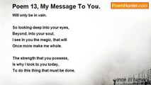 vince III tamani - Poem 13, My Message To You.