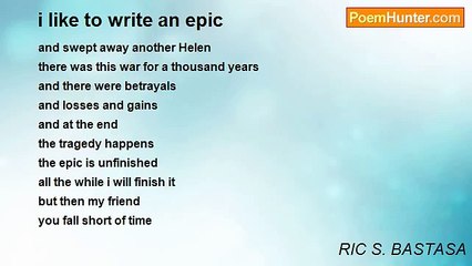 RIC S. BASTASA - i like to write an epic