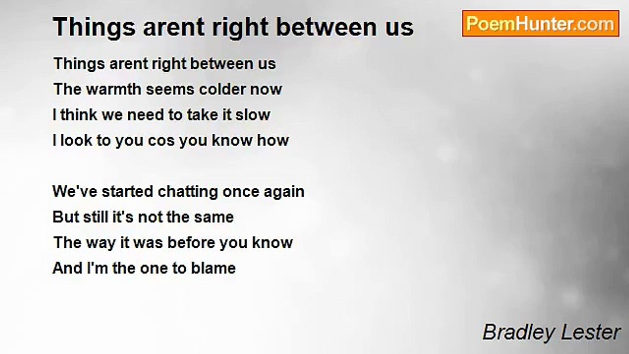 Bradley Lester - Things arent right between us