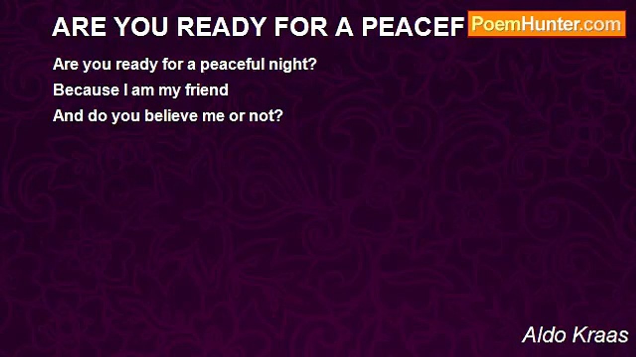 Aldo Kraas - ARE YOU READY FOR A PEACEFUL NIGHT?
