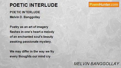 MELVIN BANGGOLLAY - POETIC INTERLUDE