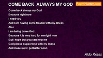 Aldo Kraas - COME BACK  ALWAYS MY GOD