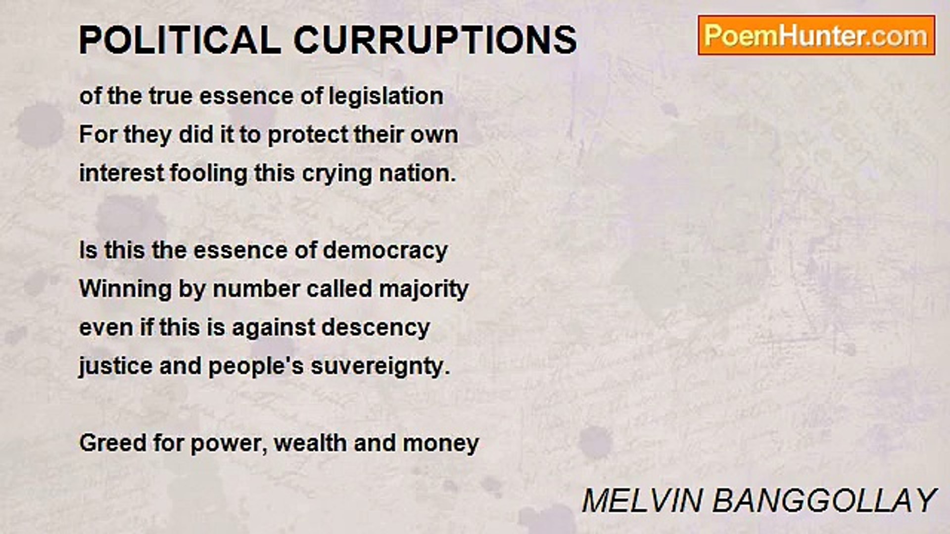MELVIN BANGGOLLAY - POLITICAL CURRUPTIONS