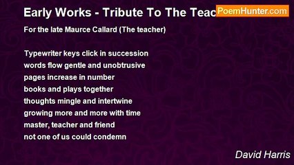 David Harris - Early Works - Tribute To The Teacher