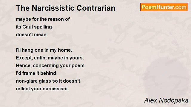 Alex Nodopaka - The Narcissistic Contrarian