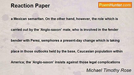 Michael Timothy Rose - Reaction Paper