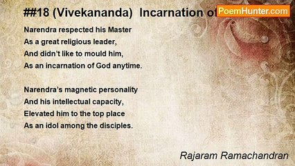 Rajaram Ramachandran - ##18 (Vivekananda)  Incarnation of God