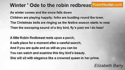 Elizabeth Barry - Winter ' Ode to the robin redbreast '
