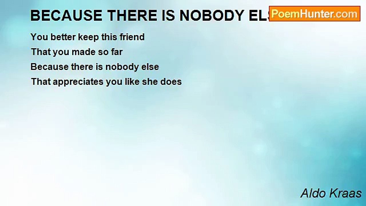 Aldo Kraas - BECAUSE THERE IS NOBODY ELSE SONG
