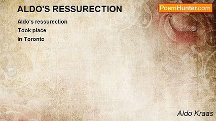 Aldo Kraas - ALDO'S RESSURECTION