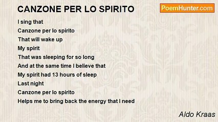 Aldo Kraas - CANZONE PER LO SPIRITO