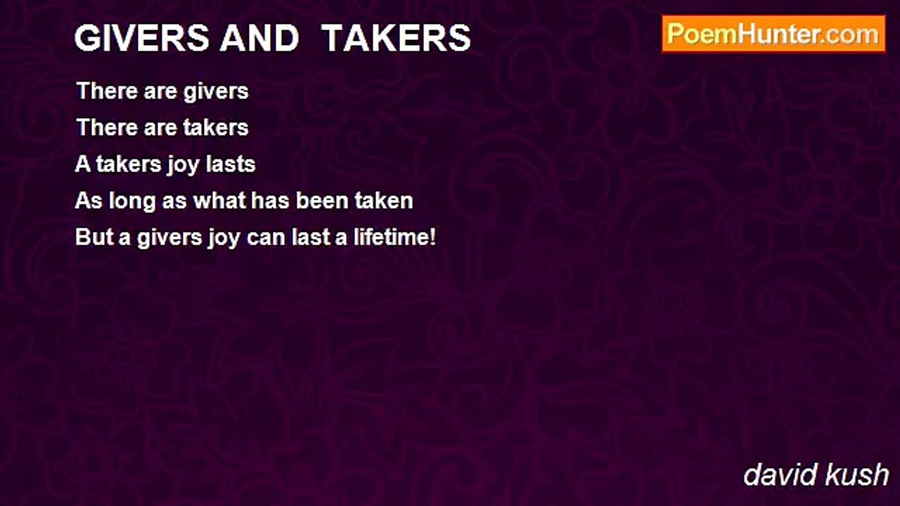 david kush - GIVERS AND  TAKERS
