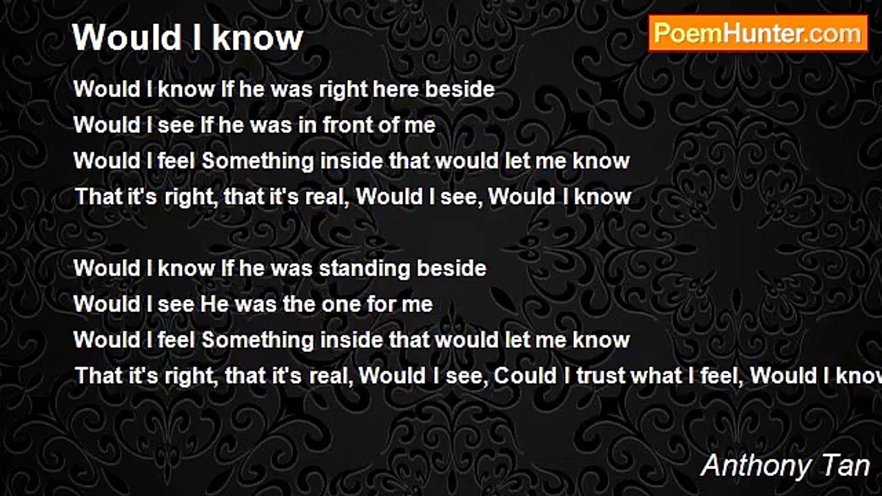 Anthony Tan - Would I know