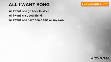 Aldo Kraas - ALL I WANT SONG