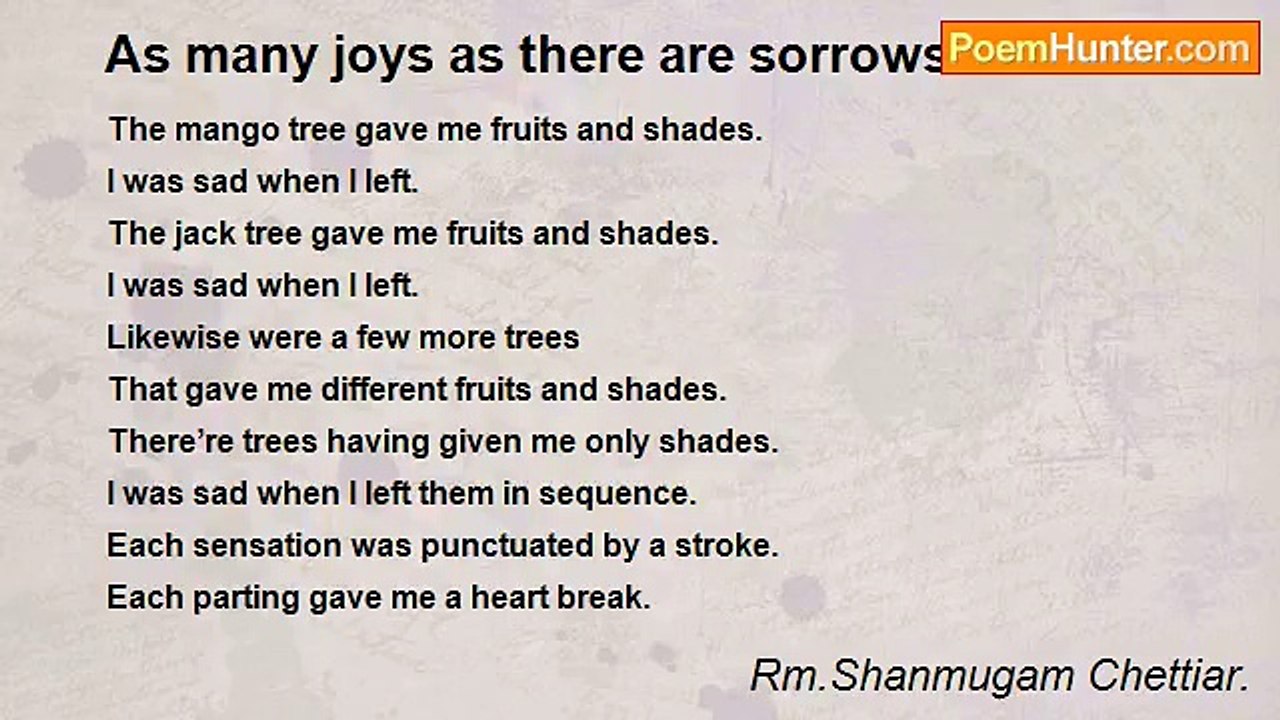 Rm.Shanmugam Chettiar. - As many joys as there are sorrows.