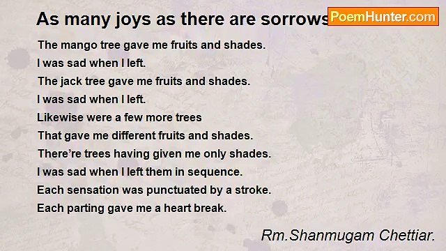 Rm.Shanmugam Chettiar. - As many joys as there are sorrows.