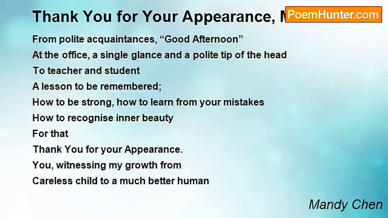 Mandy Chen - Thank You for Your Appearance, Mr James