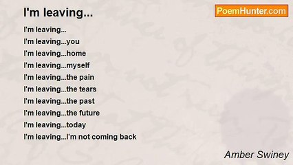 Amber Swiney - I'm leaving...
