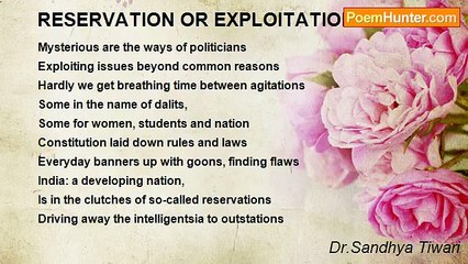 Dr.Sandhya Tiwari - RESERVATION OR EXPLOITATION