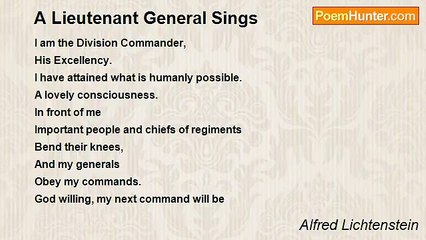 Alfred Lichtenstein - A Lieutenant General Sings