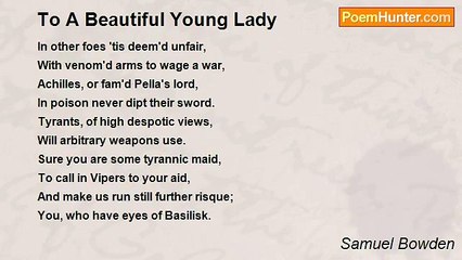 Samuel Bowden - To A Beautiful Young Lady