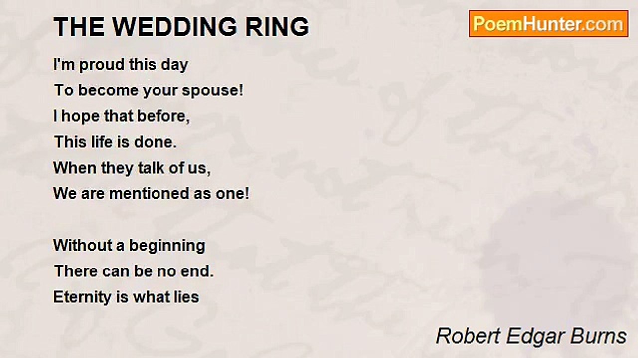 Robert Edgar Burns - THE WEDDING RING