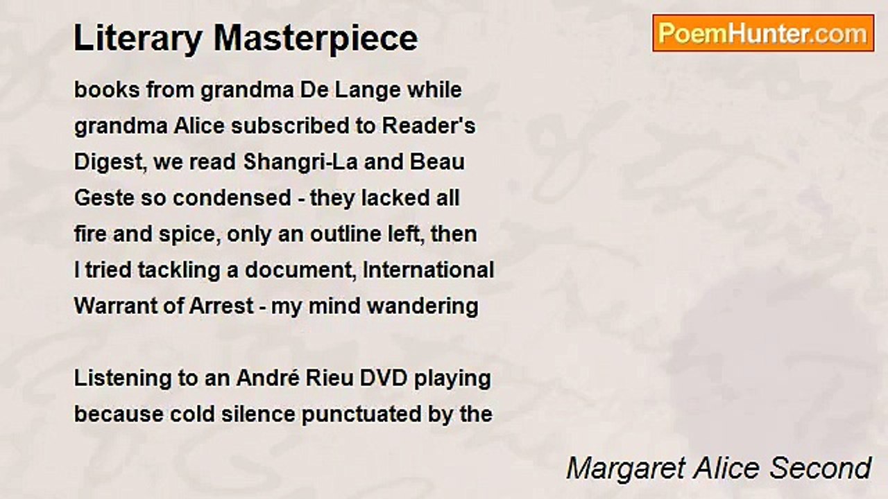 Margaret Alice Second - Literary Masterpiece
