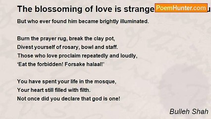 Bulleh Shah - The blossoming of love is strange and wondrous