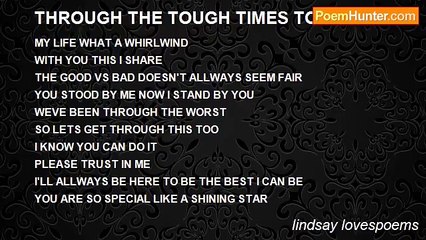 lindsay lovespoems - THROUGH THE TOUGH TIMES TOGETHER
