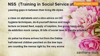 santhana louis - NSS  (Training in Social Service at college level)