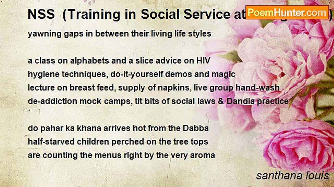 santhana louis - NSS  (Training in Social Service at college level)