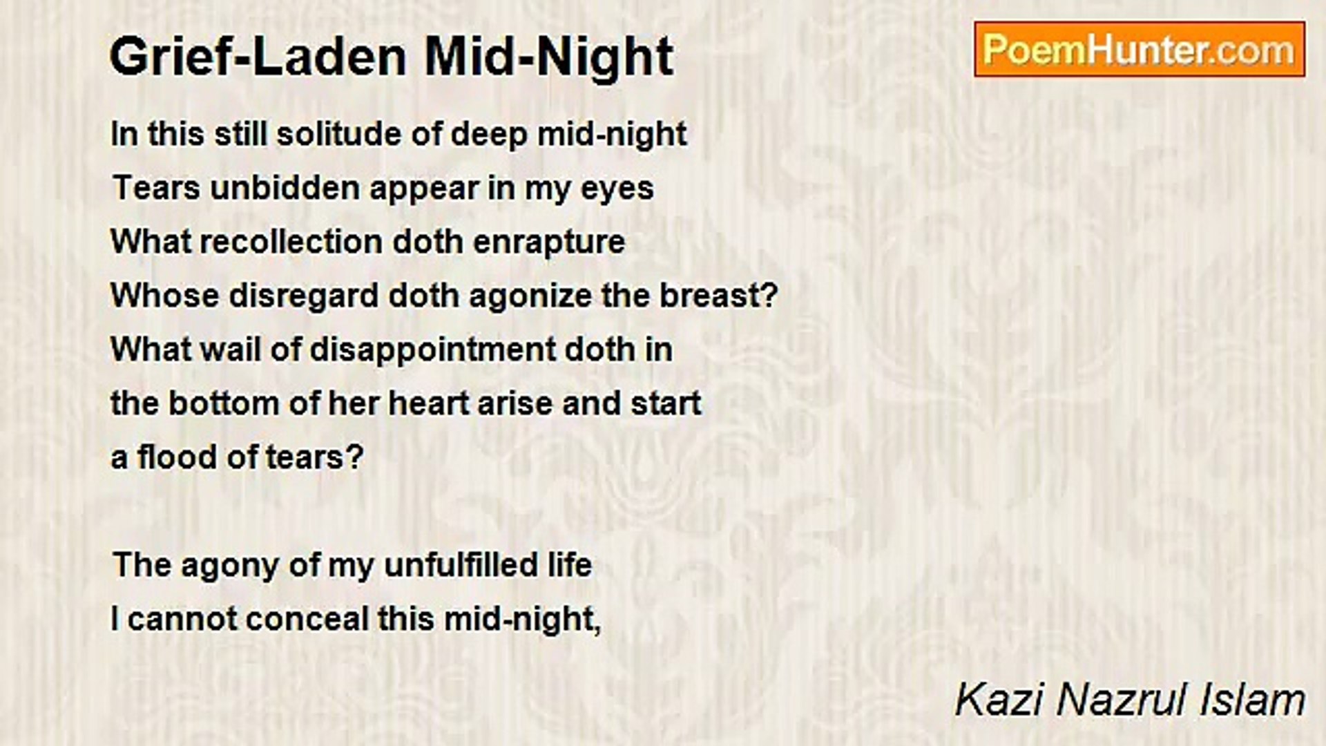 ⁣Kazi Nazrul Islam - Grief-Laden Mid-Night