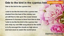 Matthew Holloway - Ode to the bird in the cypress tree