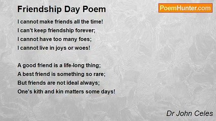 Dr John Celes - Friendship Day Poem