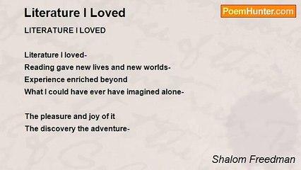 Shalom Freedman - Literature I Loved
