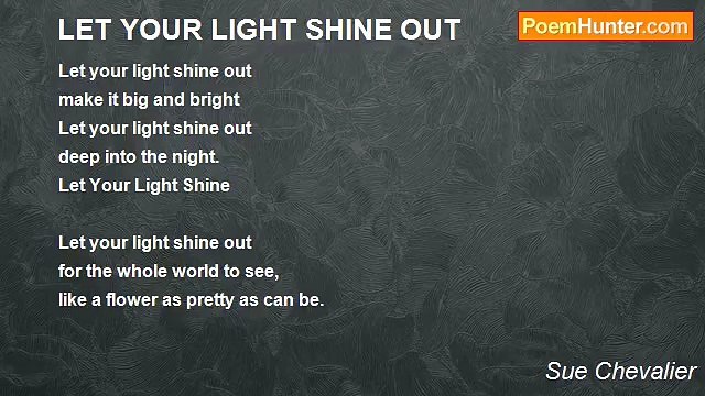 Sue Chevalier - LET YOUR LIGHT SHINE OUT