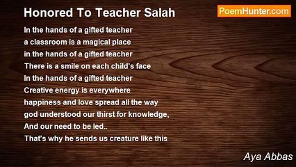 Aya Abbas - Honored To Teacher Salah